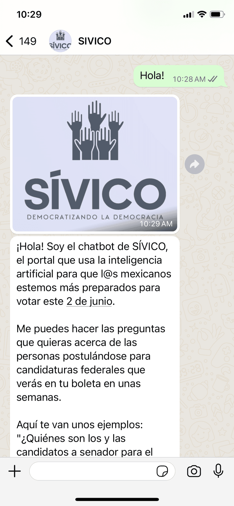 Inicia un chat con SÍVICO 
